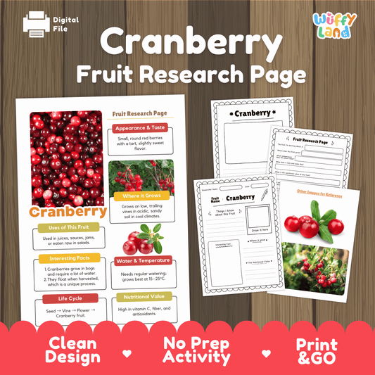 Cranberry Fruit Research Page Worksheet Activity | Science Healthy Eating