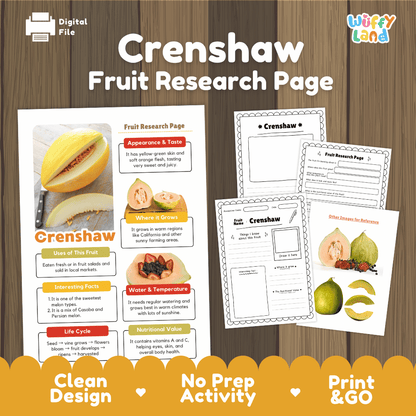 Crenshaw Fruit Research Page Worksheets and Fact Sheet