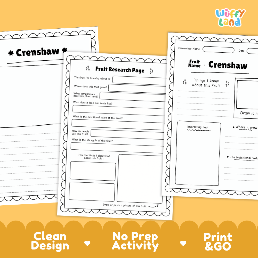 Crenshaw Fruit Research Page Worksheets and Fact Sheet