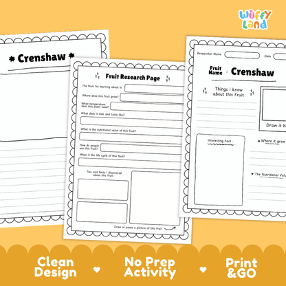 Crenshaw Fruit Research Page Worksheets and Fact Sheet