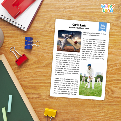 Cricket Sports Reading Passages and Comprehension Questions Worksheets