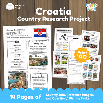 CROATIA Country Study | Geography Research Project & Printable Worksheets