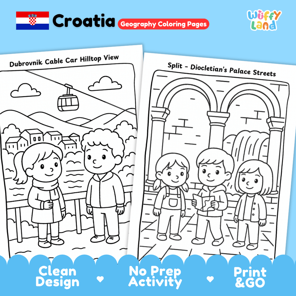 Croatia Geography Coloring Pages Worksheets