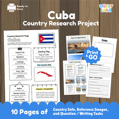 Cuba Country Research Project Worksheets and Activity Pages