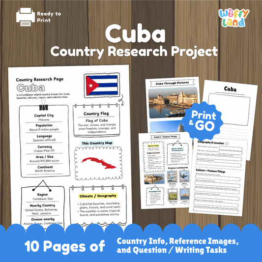 Cuba Country Research Project Worksheets and Activity Pages