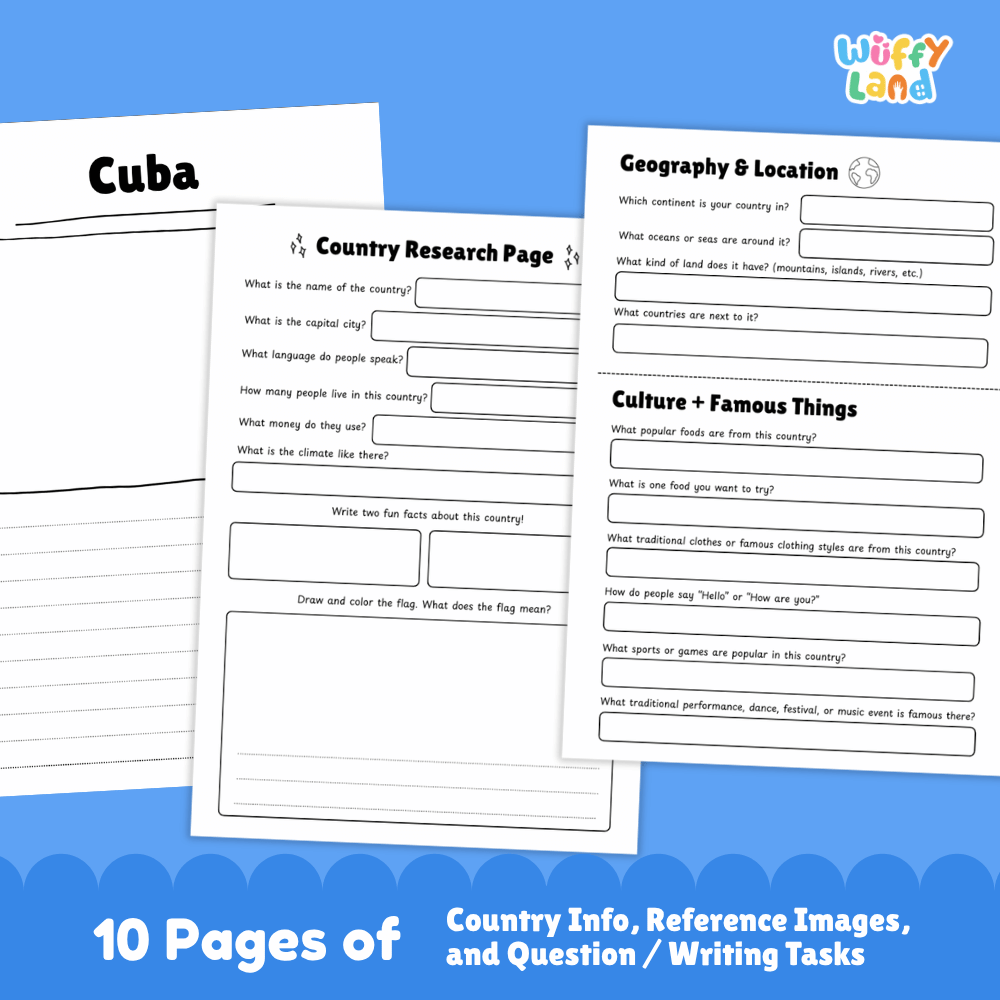 Cuba Country Research Project Worksheets and Activity Pages
