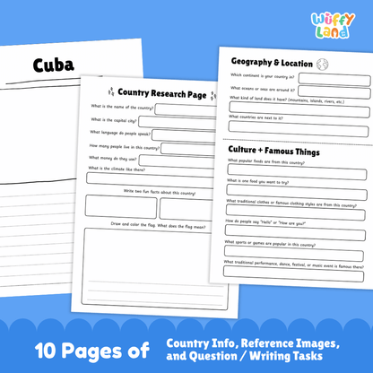 Cuba Country Research Project Worksheets and Activity Pages