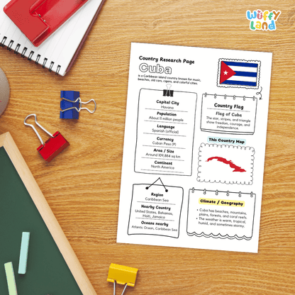 Cuba Country Research Project Worksheets and Activity Pages