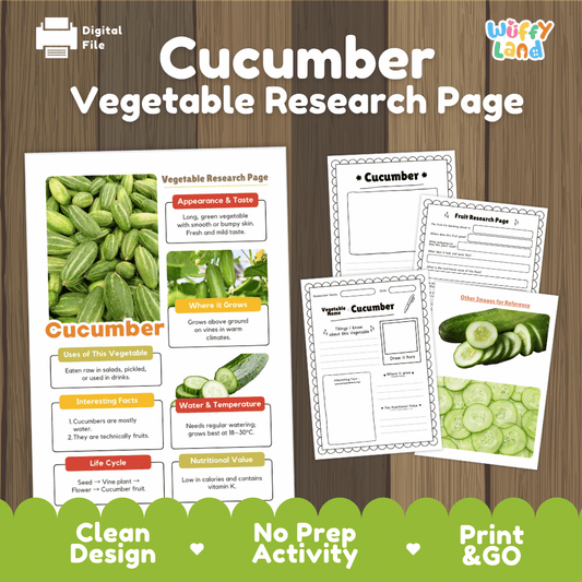 Cucumber Vegetable Research Page Worksheets