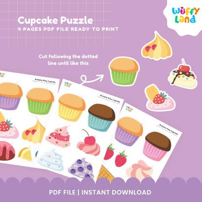 Cupcake Puzzle – Printable Dessert Matching Activity