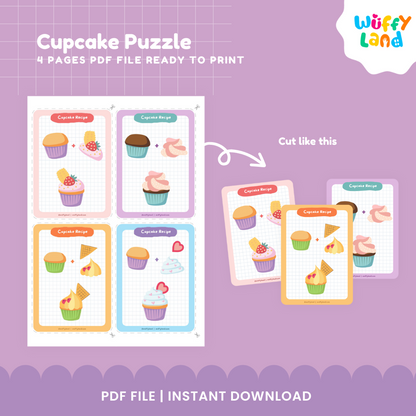 Cupcake Puzzle – Printable Dessert Matching Activity