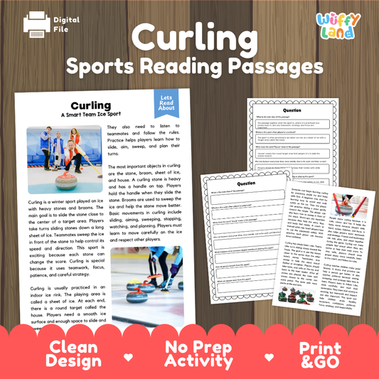 Curling Sports Reading Passages and Comprehension Questions Worksheets