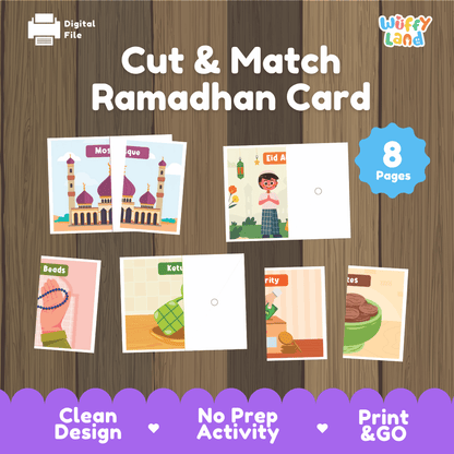 Cut and Match Ramadan Card Puzzle Printable Activity Worksheets