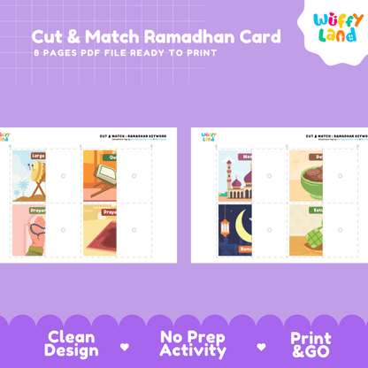 Cut and Match Ramadan Card Puzzle Printable Activity Worksheets