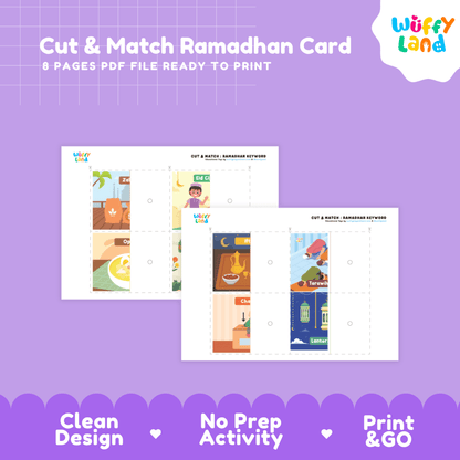 Cut and Match Ramadan Card Puzzle Printable Activity Worksheets