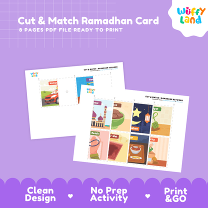 Cut and Match Ramadan Card Puzzle Printable Activity Worksheets