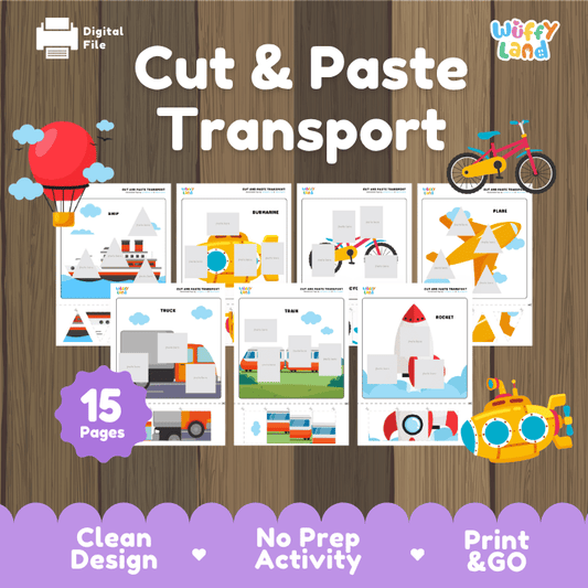 Cut and Paste Transportation – Vehicles Craft for Kids