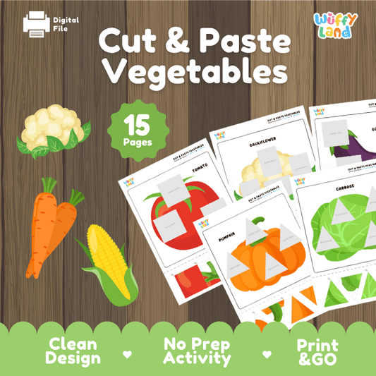 Cut and Paste Vegetables – Fun Fine Motor Printable
