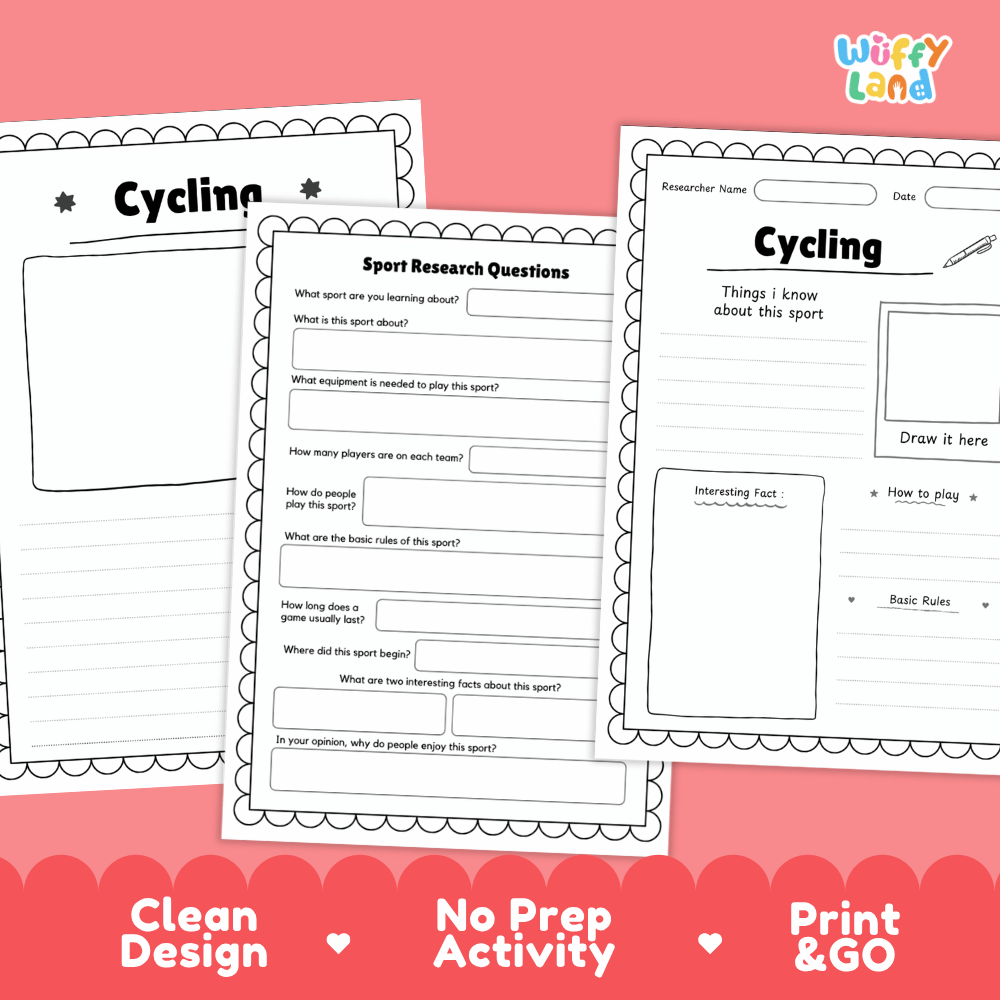Cycling Sport Research Project Worksheets and Fact Sheet