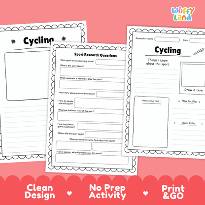 Cycling Sport Research Project Worksheets and Fact Sheet