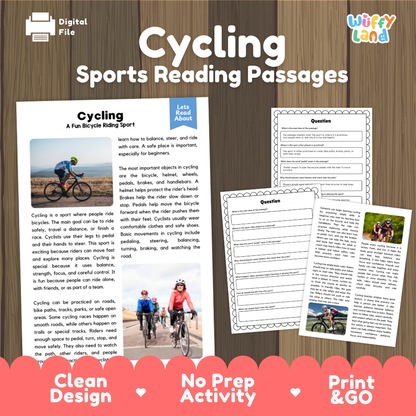 Cycling Sports Reading Passages Worksheets and Comprehension Activity