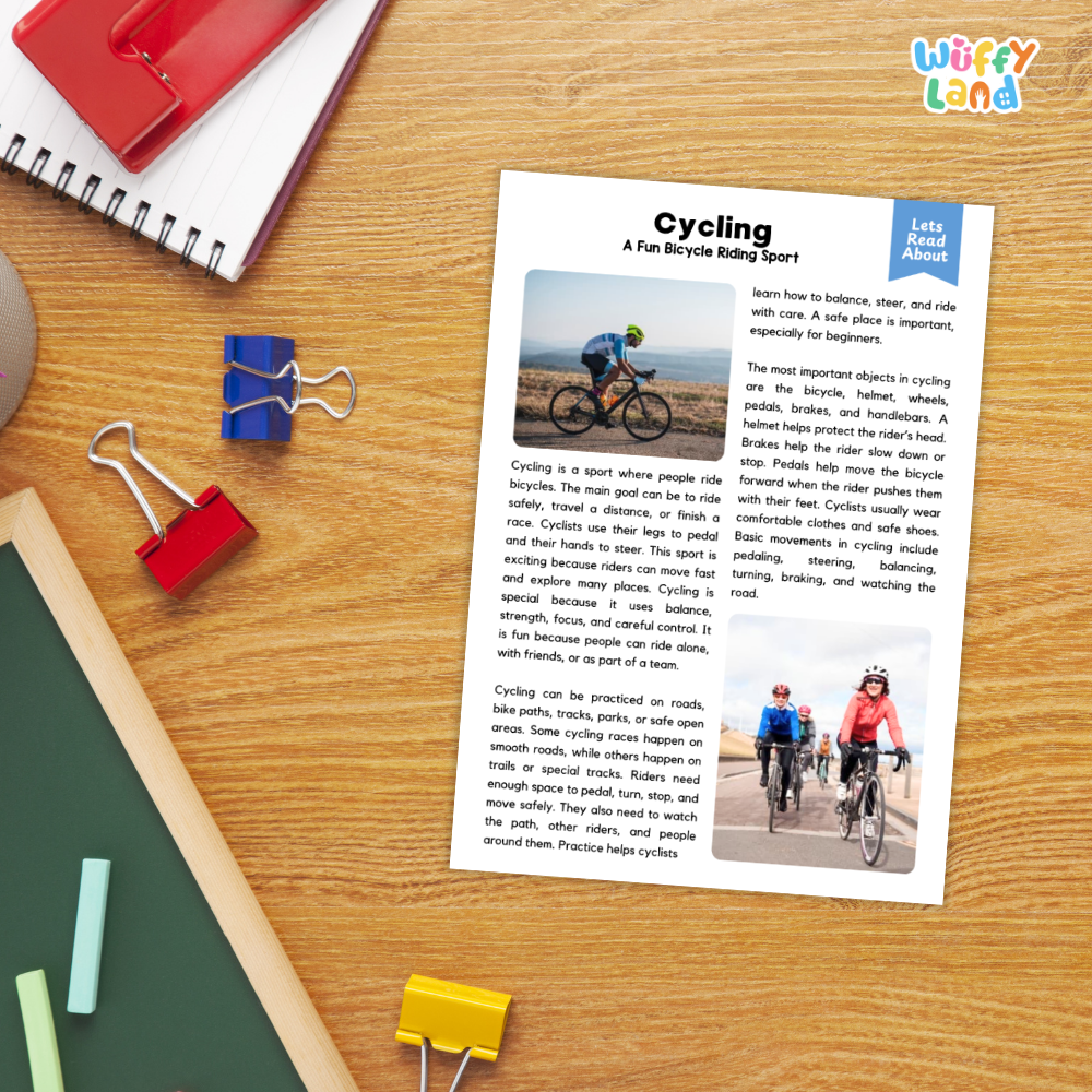 Cycling Sports Reading Passages Worksheets and Comprehension Activity