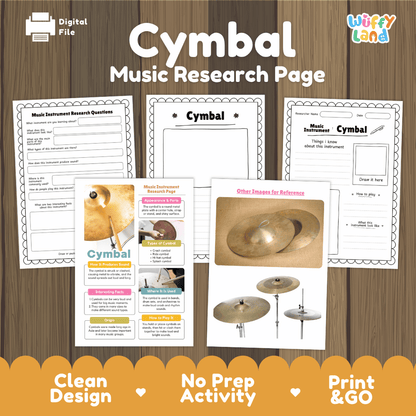 Cymbal Music Research Page Worksheets and Fact Sheet