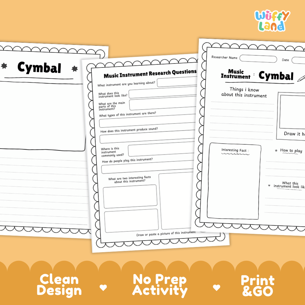 Cymbal Music Research Page Worksheets and Fact Sheet
