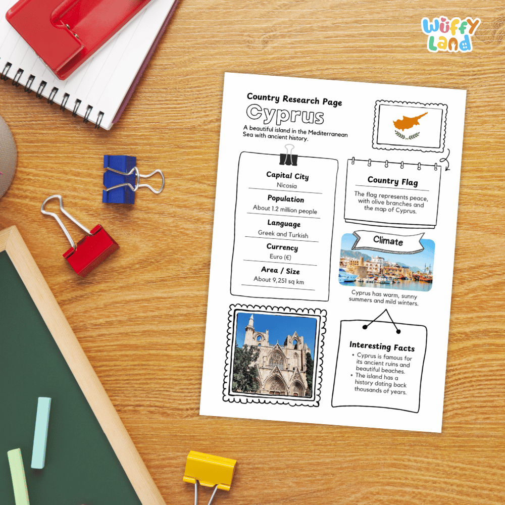 Cyprus Country Research Project Worksheets and Reference Pages