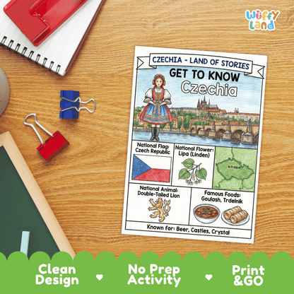 Czechia Geography Coloring Poster Worksheets