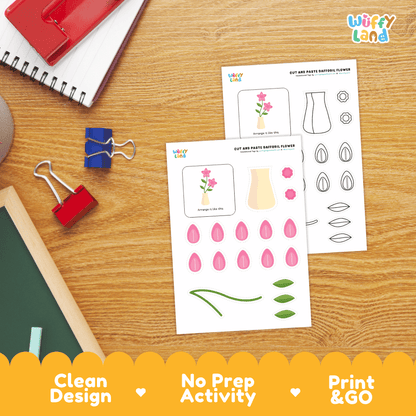 Daffodil Flower Cut and Paste Craft and Coloring Activity Worksheets