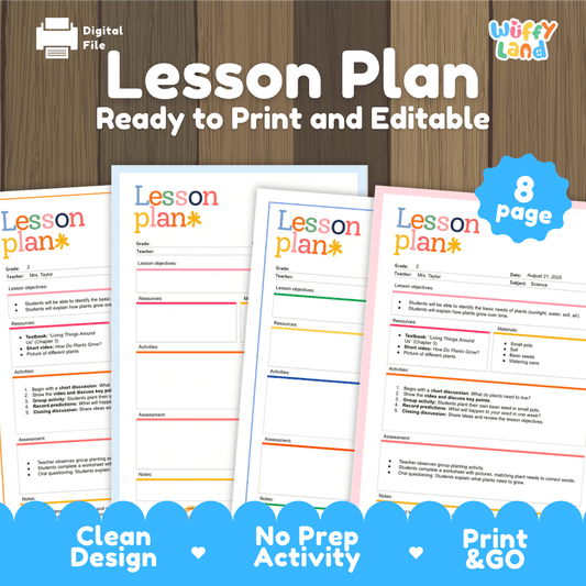 Daily Lesson Plan Templates Ready to Print and Editable Teacher Planner Pages
