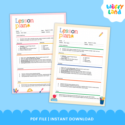 Daily Lesson Plan Templates Ready to Print and Editable Teacher Planner Pages