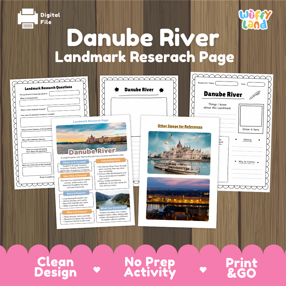 Danube River Landmark Research Page | World Geography Worksheets and Fact Sheet