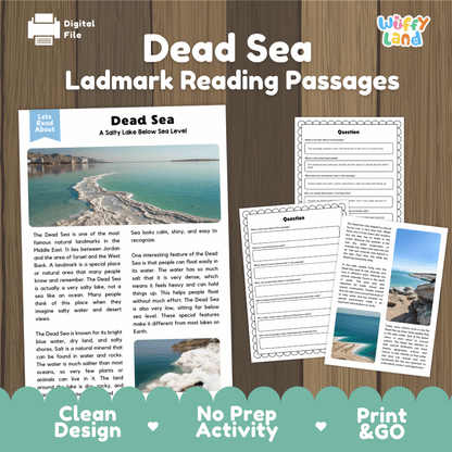 Dead Sea Landmark Reading Passages and Comprehension Worksheets
