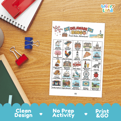 Delaware Geography BINGO Game The First State Activity Printable Boards