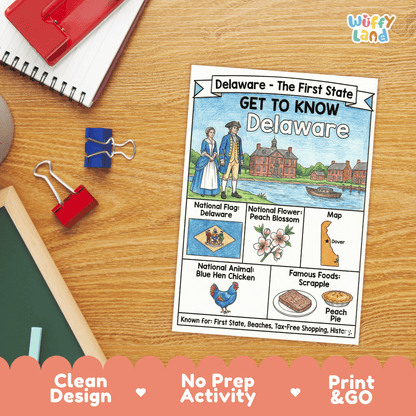 Delaware Geography Coloring Poster Worksheets