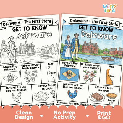 Delaware Geography Coloring Poster Worksheets