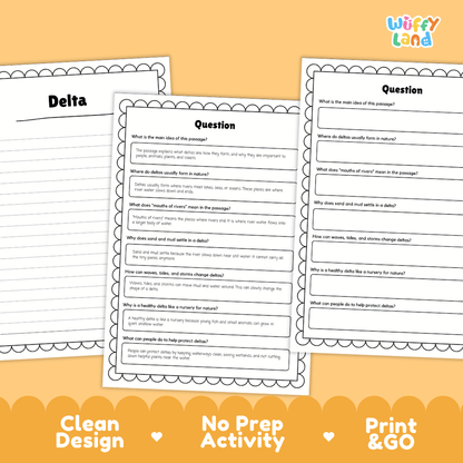 Delta Reading Passage and Questions Nonfiction Science Worksheets