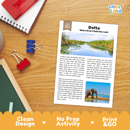 Delta Reading Passage and Questions Nonfiction Science Worksheets