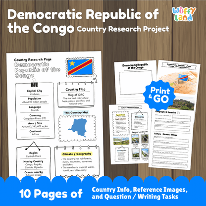 Democratic Republic of the Congo Country Research Project Printable Worksheets and Activities