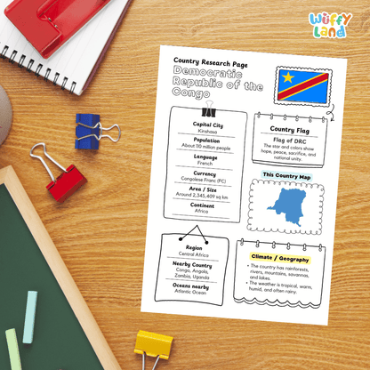 Democratic Republic of the Congo Country Research Project Printable Worksheets and Activities