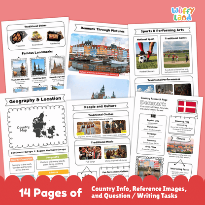 DENMARK Country Study | Geography Research Project & Printable Worksheets