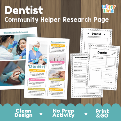Dentist Community Helper Research Pages and Worksheets