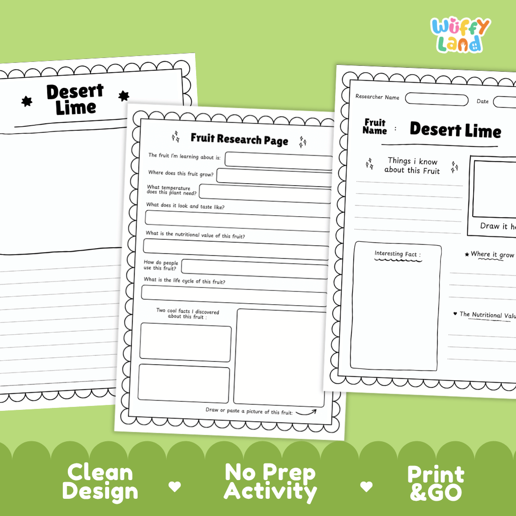 Desert Lime Fruit Research Page Worksheets and Fact Sheet