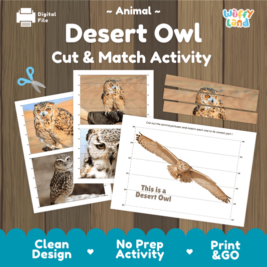 Desert Owl Cut and Match Activity Worksheets | Animal Puzzle Printables