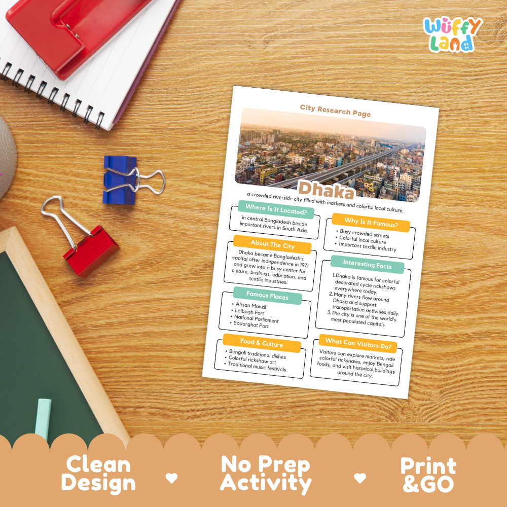 Dhaka City Research Worksheets and Fact Sheet