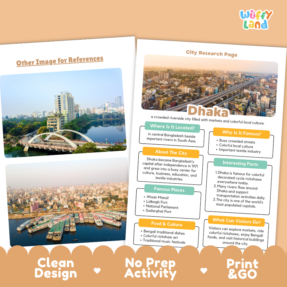 Dhaka City Research Worksheets and Fact Sheet