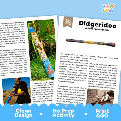 Teacher answer key page showing complete question solutions for Didgeridoo music education reading comprehension practice