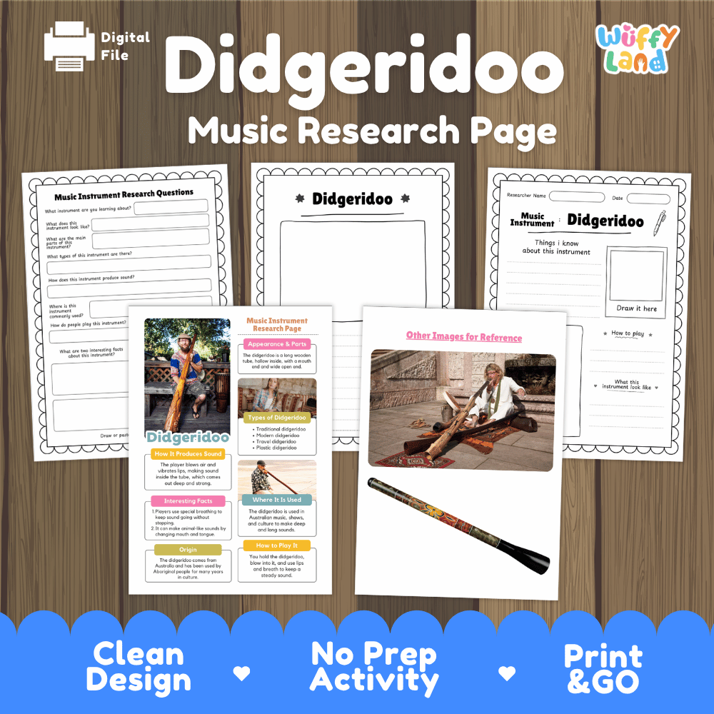 Didgeridoo Music Research Page Worksheets and Information Poster